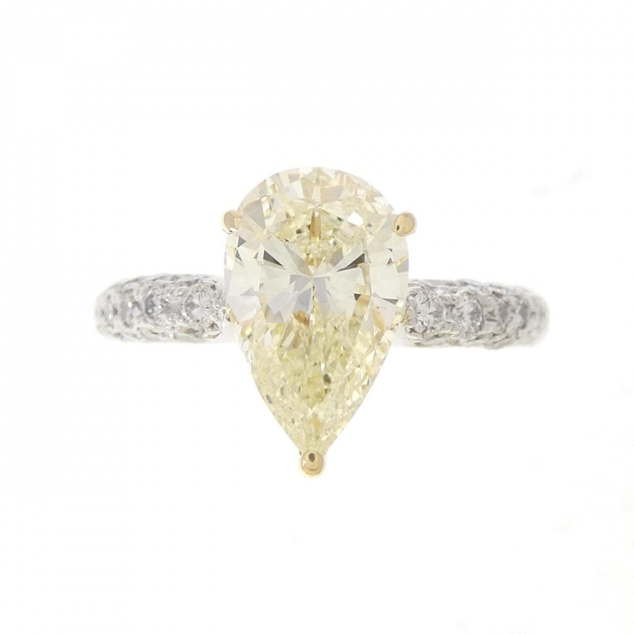PT900/K18YG ダイヤモンド リング 2.054CT LY SI1 ペアシェイプ
