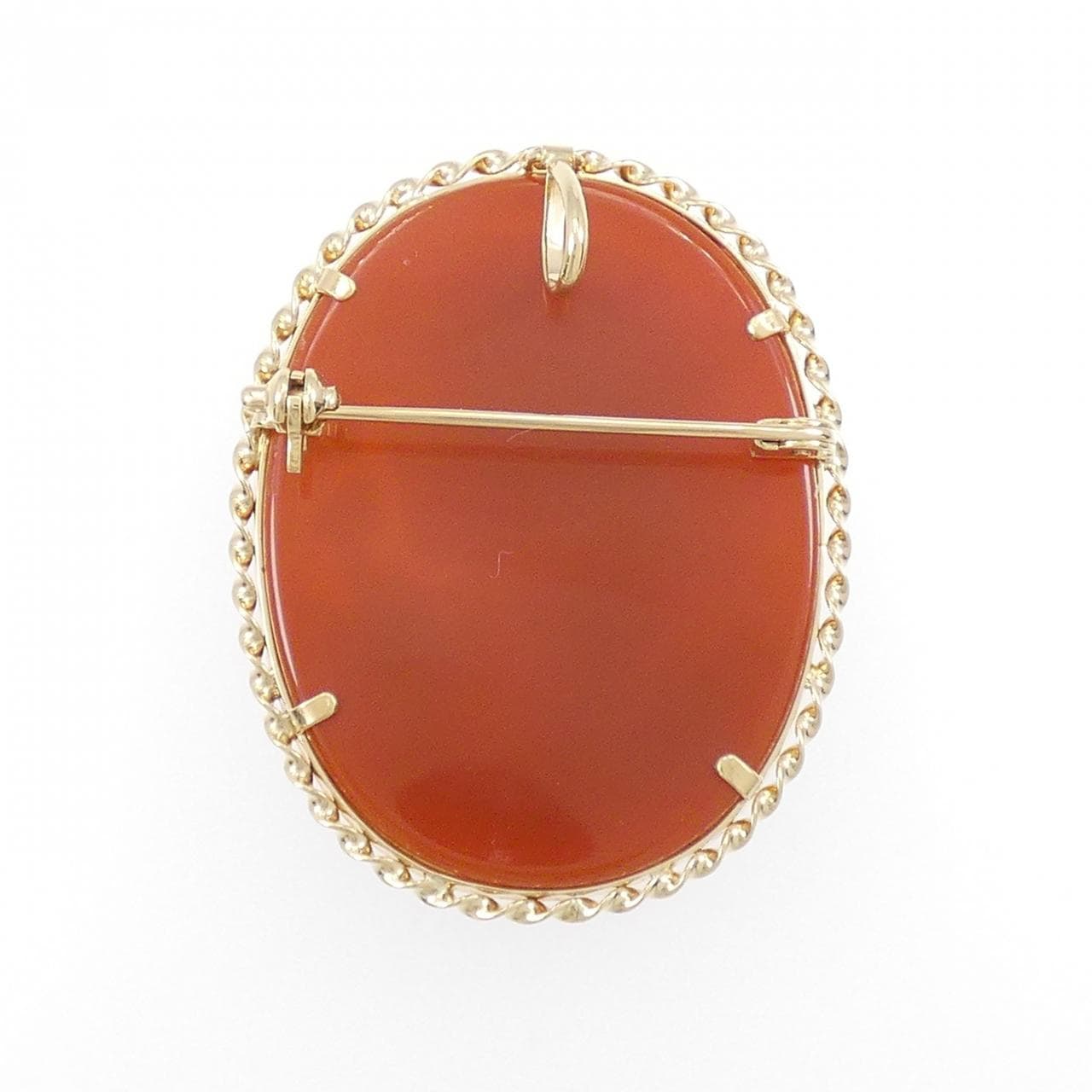 K18YG agate cameo brooch