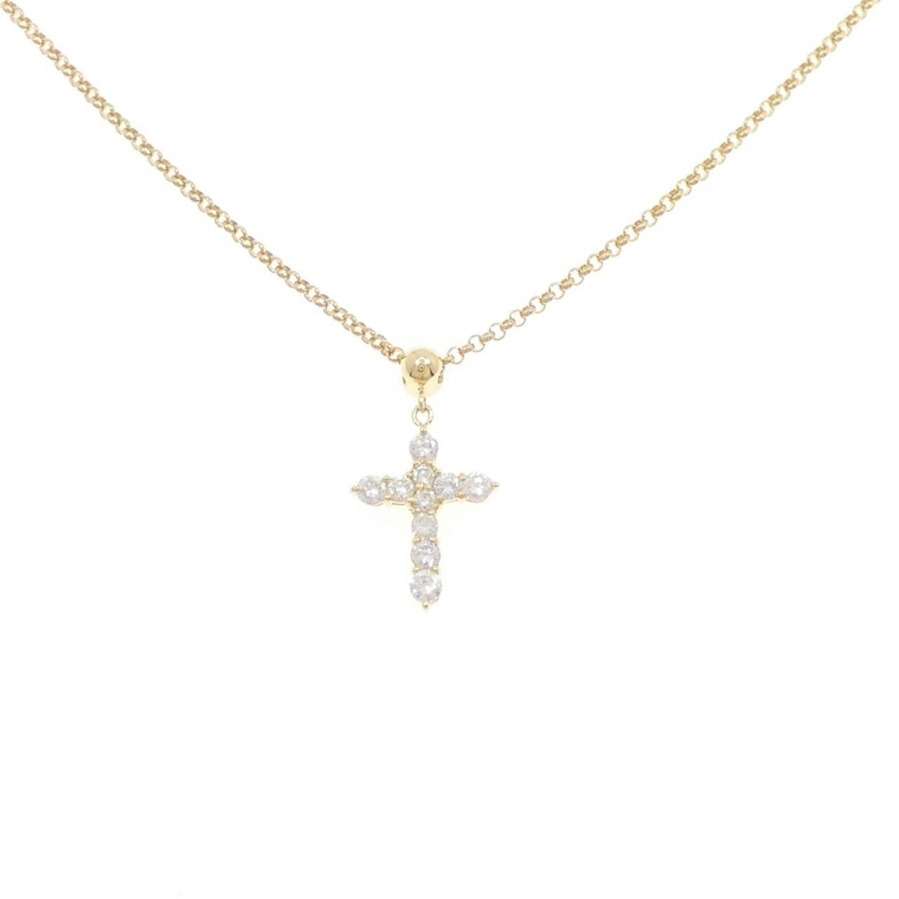 K18YG クロス ダイヤモンド ネックレス 0.50CT