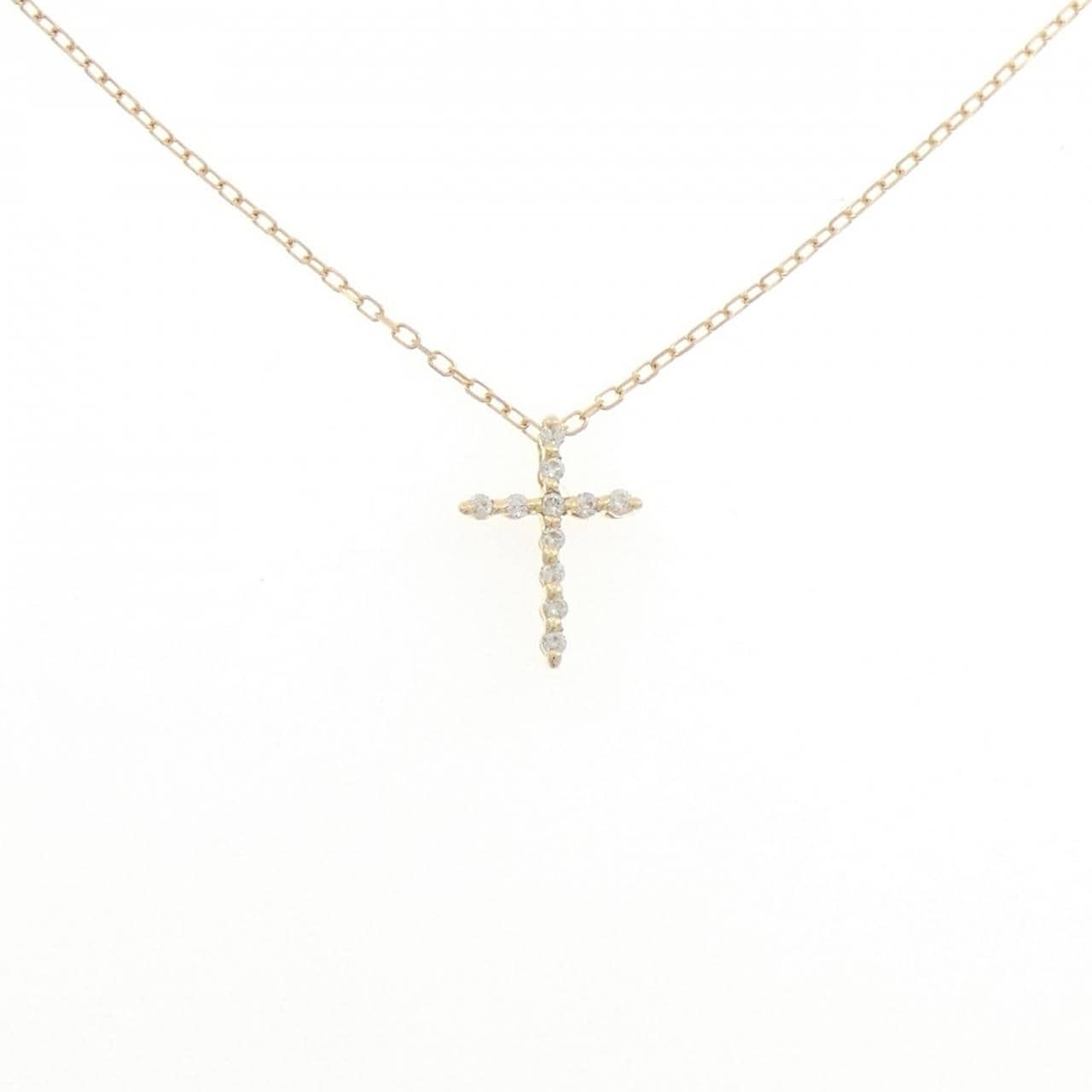 K18YG クロス ダイヤモンド ネックレス 0.07CT