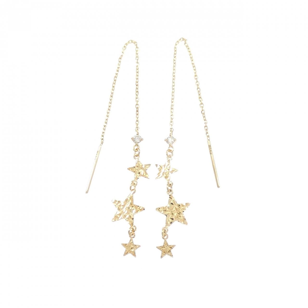 K18YG スター ダイヤモンド ピアス 0.04CT
