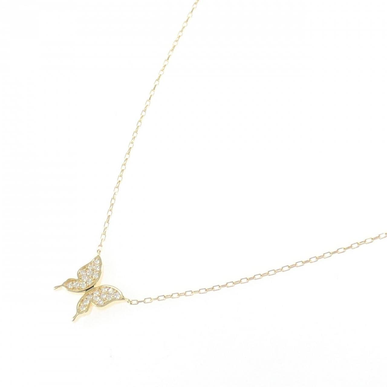 K18YG バタフライ ダイヤモンド ネックレス 0.07CT