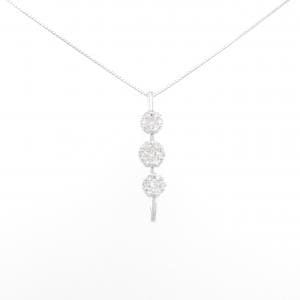 K18WG 2WAY フラワー ダイヤモンド ネックレス 1.00CT