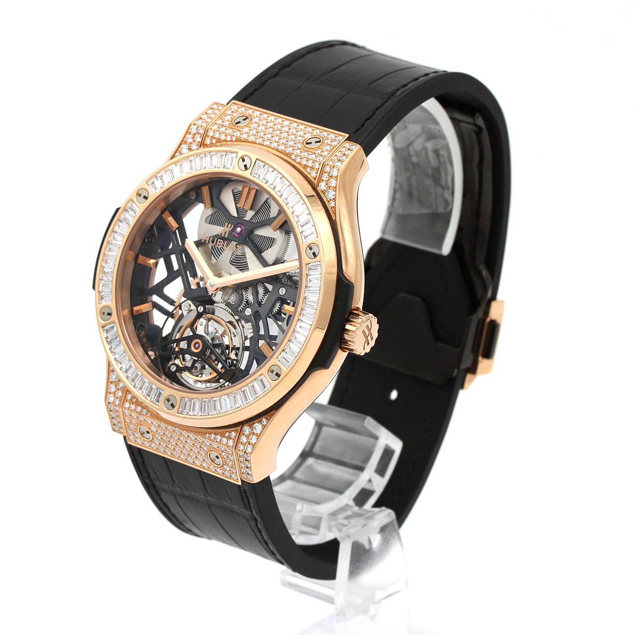 【ノーメンテナンス還元価格】ウブロ クラシックフュージョンスケルトントゥールビヨンダイヤモンド PG 505.OX.0180.LR.0904 PG･RG 手巻