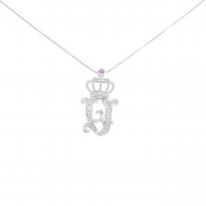 K18WG イニシャルY×クラウン サファイヤ ネックレス 0.02CT