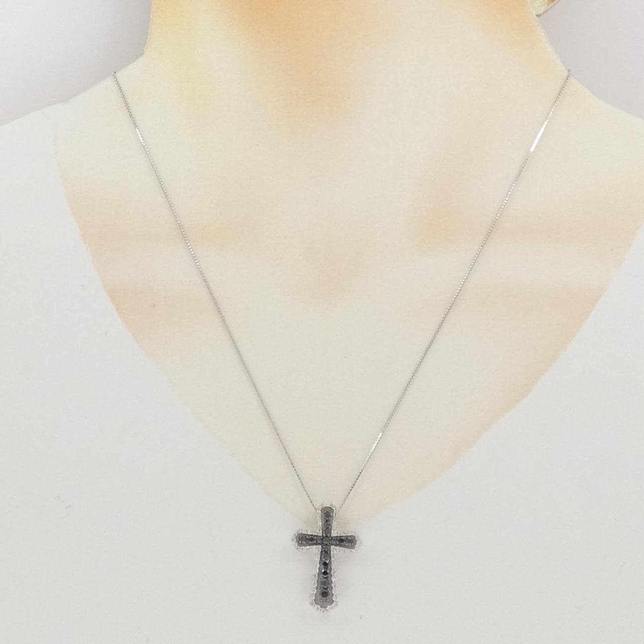 K18WG 2WAY クロス ダイヤモンド ネックレス 1.00CT