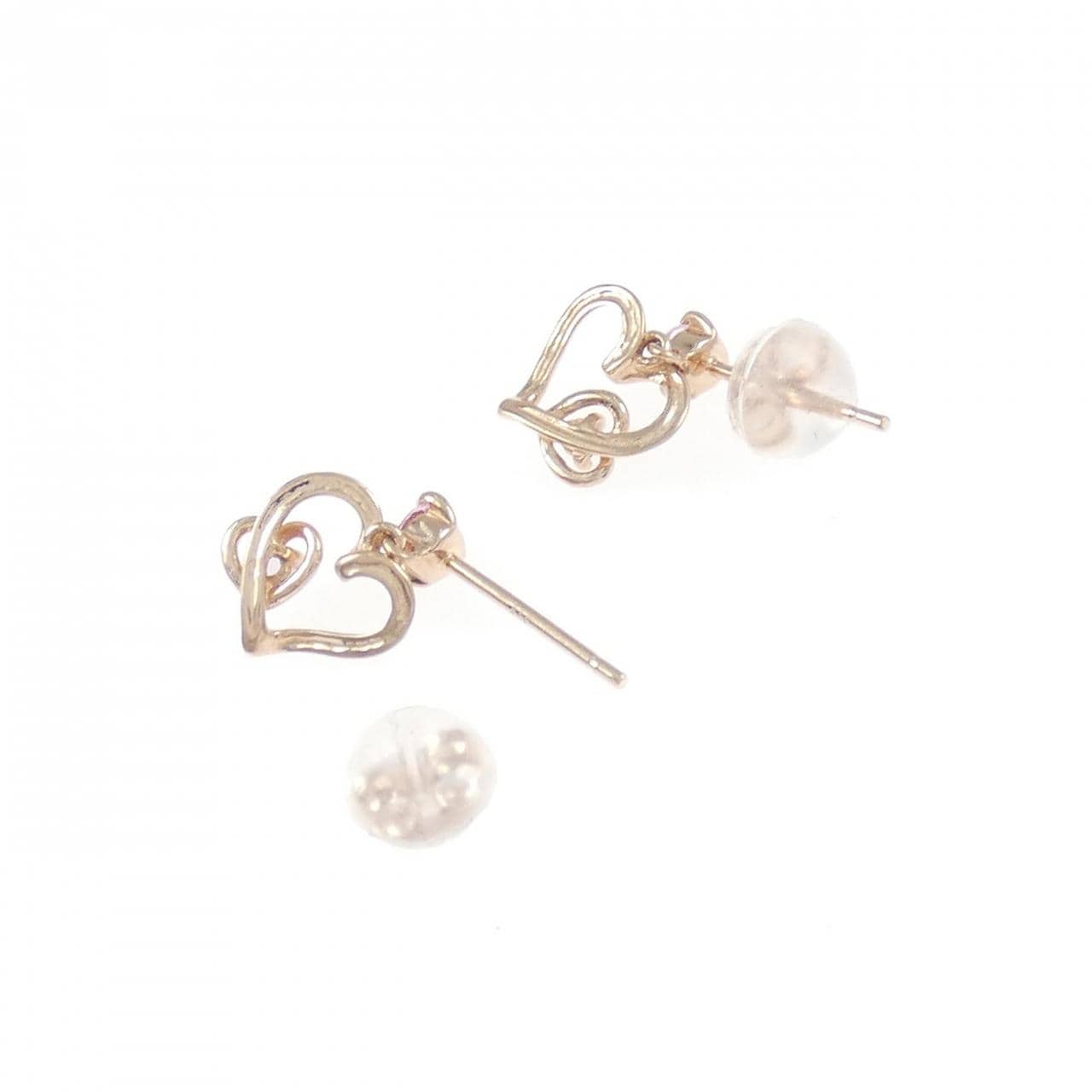 K10PG ハート サファイヤ ピアス