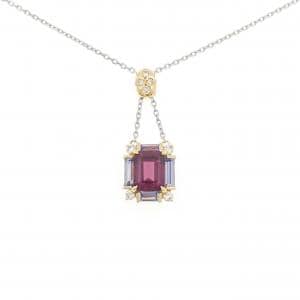 K18YG/PT850 ガーネット ネックレス 1.50CT