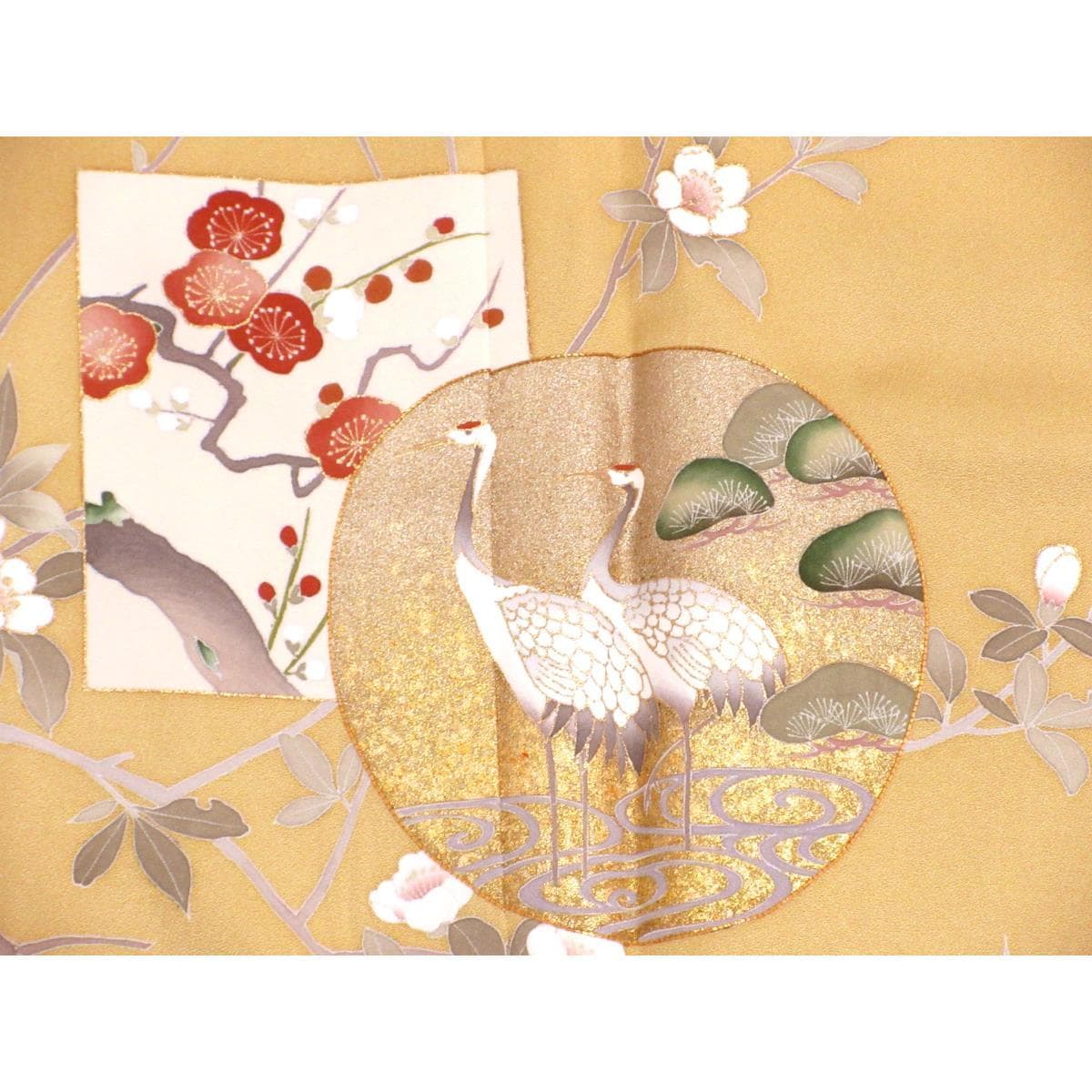 訪問着　友禅金彩加工　刺繍入り　五三の桐
