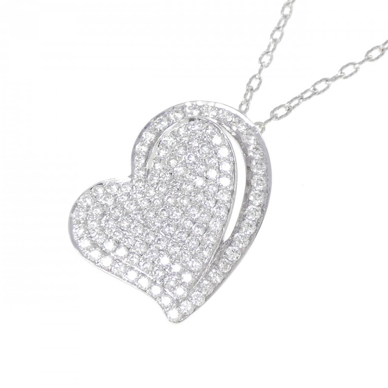 K18WG ハート ダイヤモンド ネックレス 0.69CT
