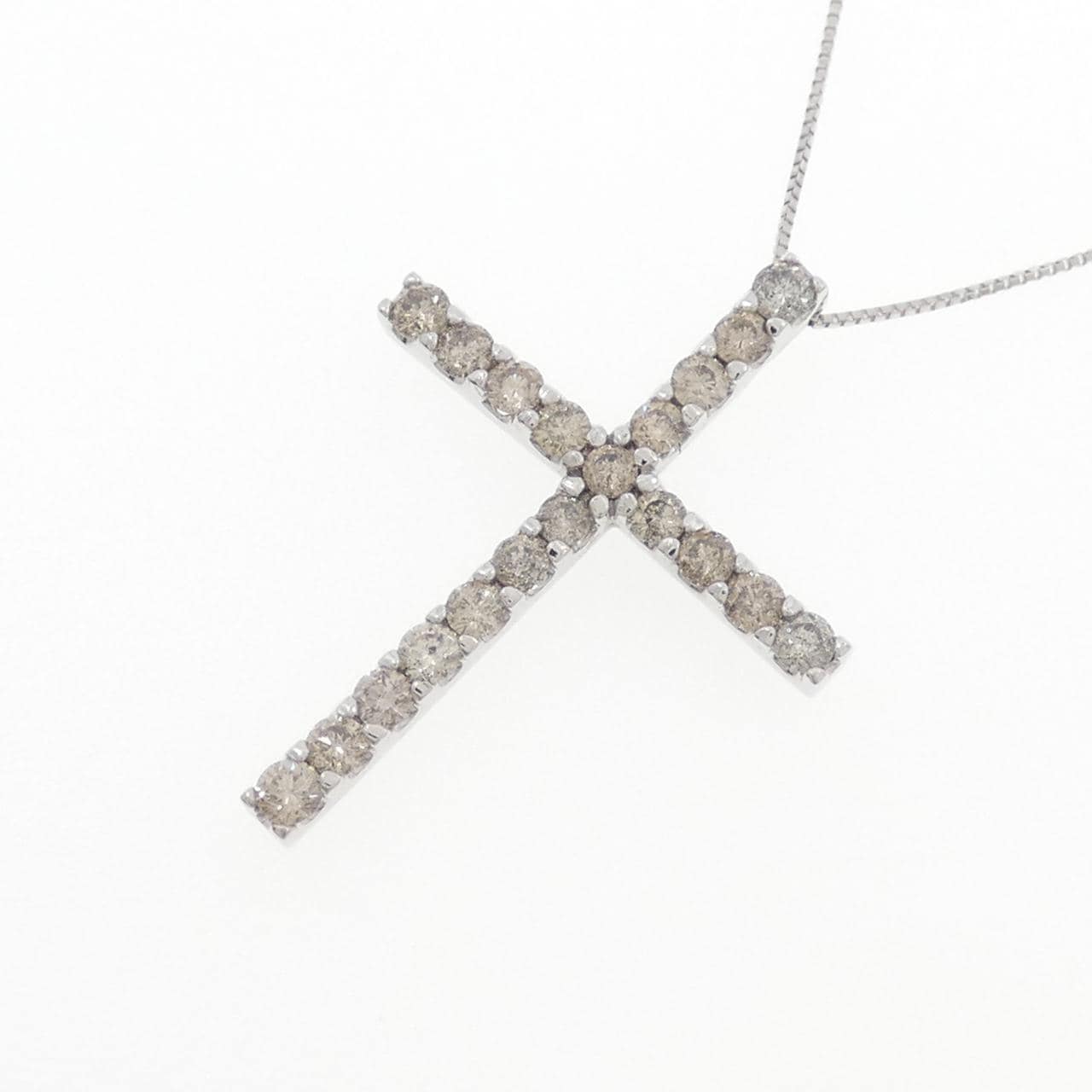 K14WG/K18WG クロス ダイヤモンド ネックレス 1.00CT