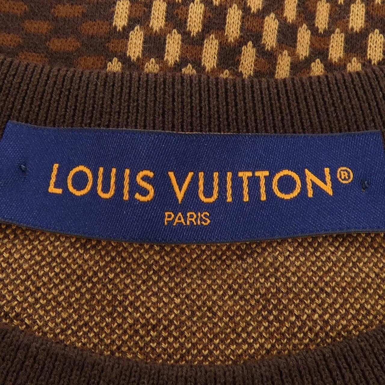 ルイヴィトン LOUIS VUITTON ショートスリーブコットンダミエクルーネックウィズストラスLVパッチ HQN63WAUR ニット
