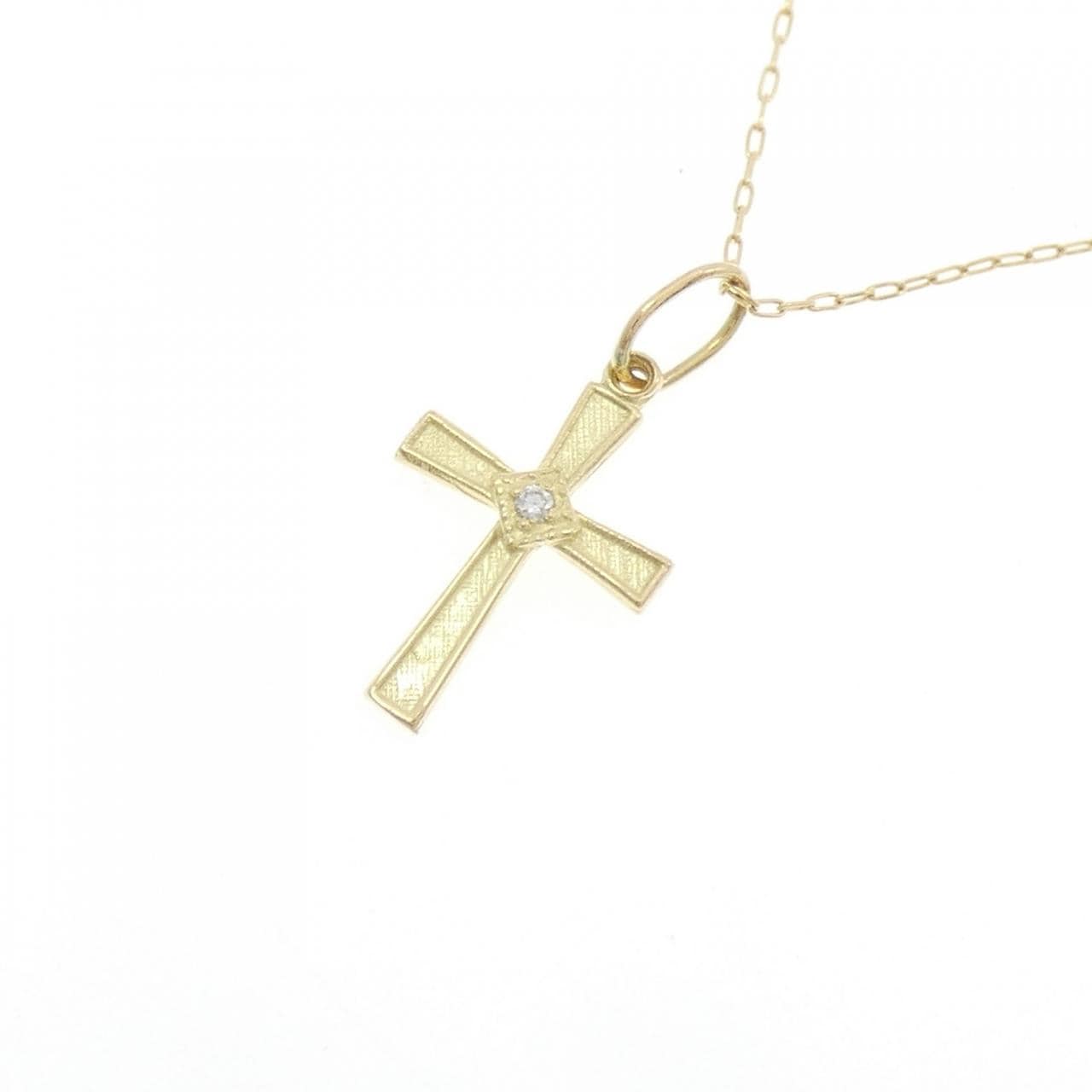 K18YG クロス ダイヤモンド ネックレス