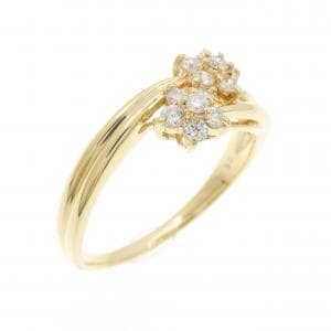 K18YG フラワー ダイヤモンド リング 0.30CT