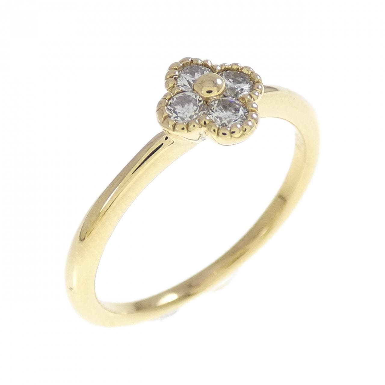 K18YG フラワー ダイヤモンド リング 0.17CT