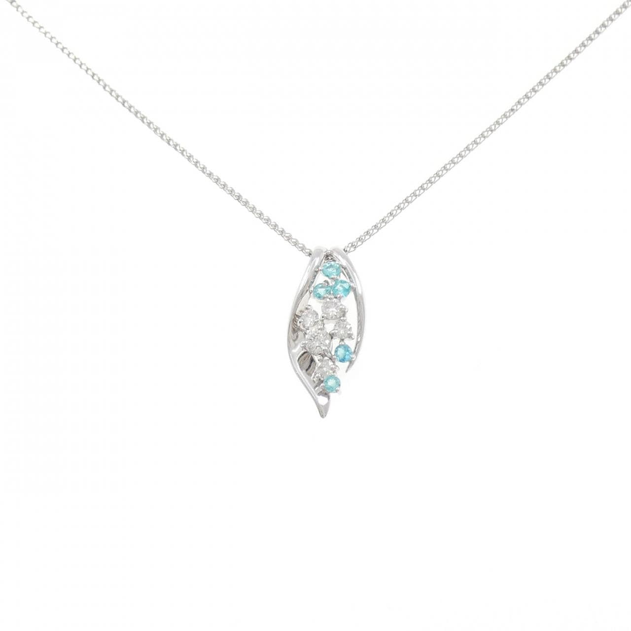 K18WG/PT850 Paraiba Tourmaline necklace 0.23CT