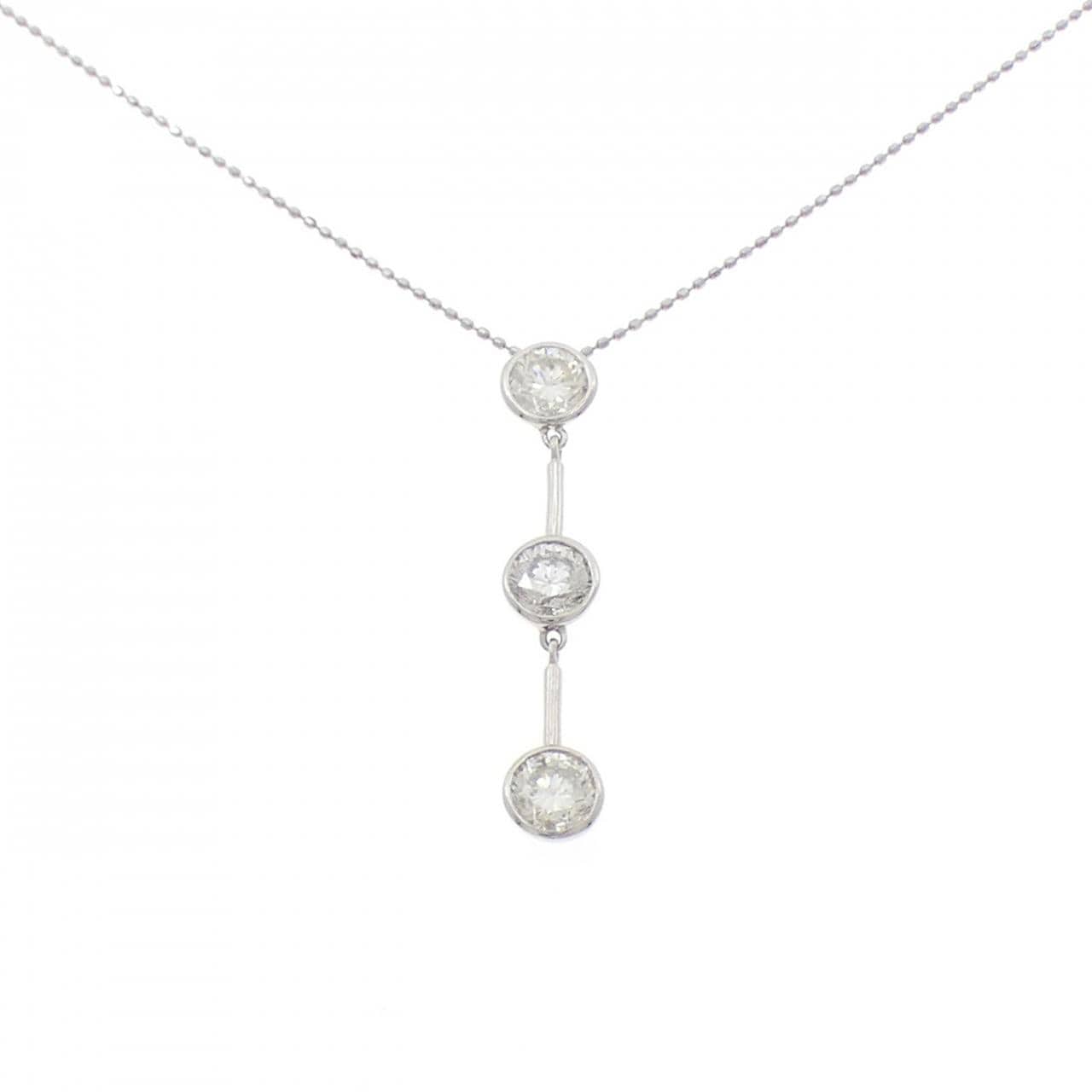 PT900/PT850 スリーストーン ダイヤモンド ネックレス 1.82CT