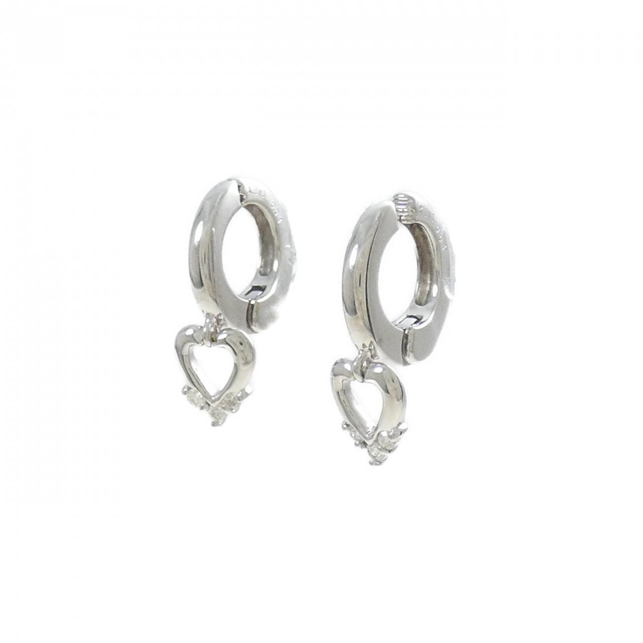 K18WG Heart Diamond Earrings 0.08CT