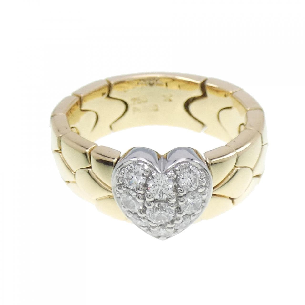 750YG/PT Heart Diamond Ring 0.51CT