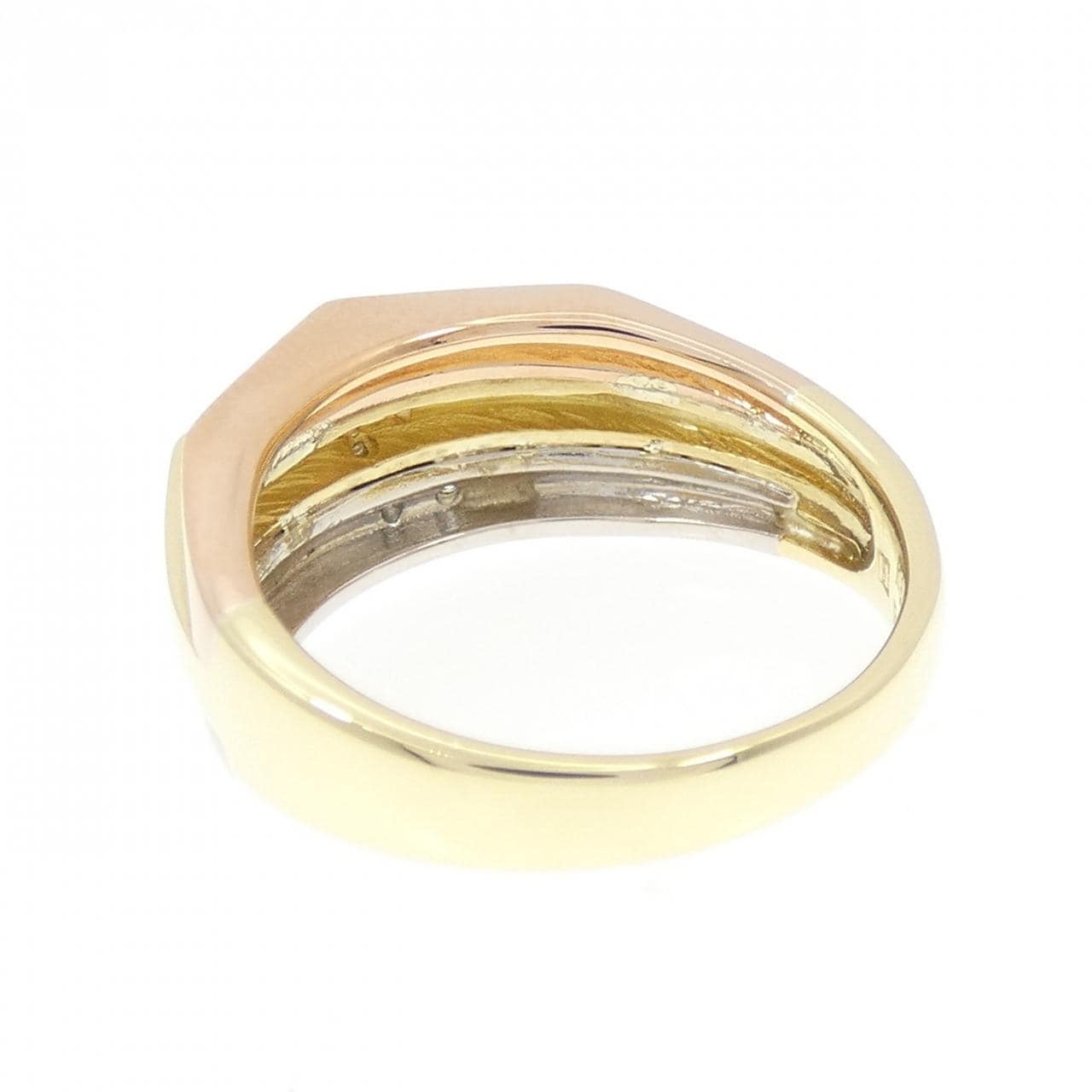 K18YG/PT900/K18PG ダイヤモンド リング 0.14CT