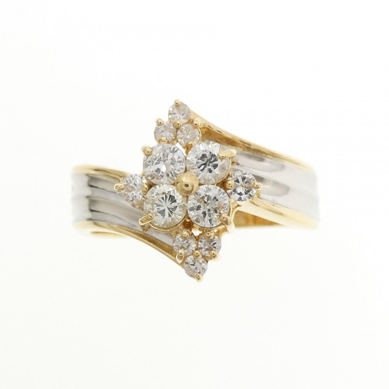 K18YG/PT900 ダイヤモンド リング 0.55CT
