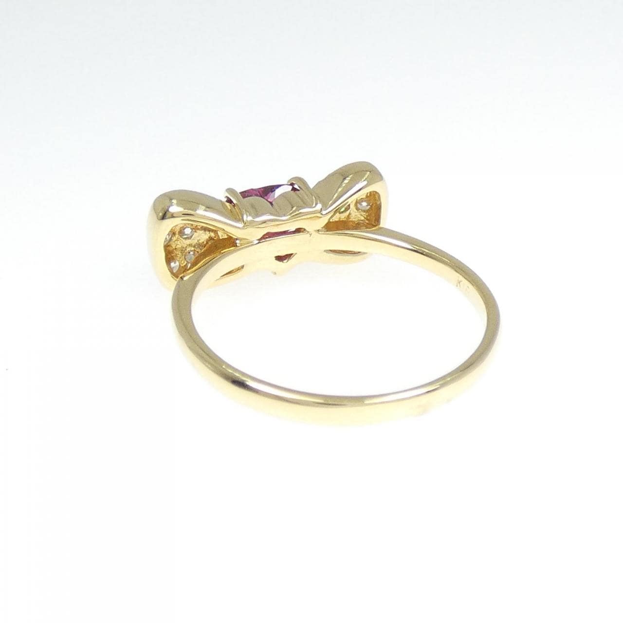 K18YG リボン×ハート ルビー リング 0.53CT