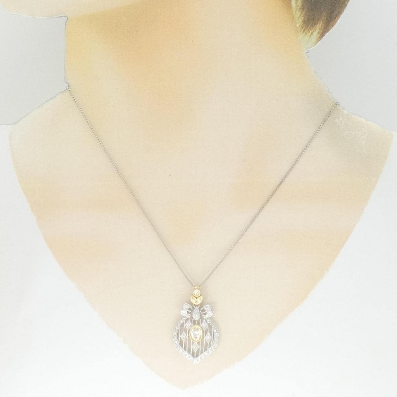 PT900/K18YG/PT850 ダイヤモンド ネックレス 0.46CT
