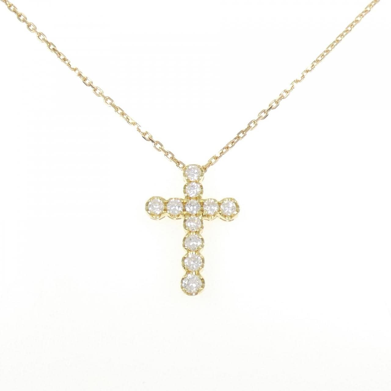 K18YG クロス ダイヤモンド ネックレス 1.05CT