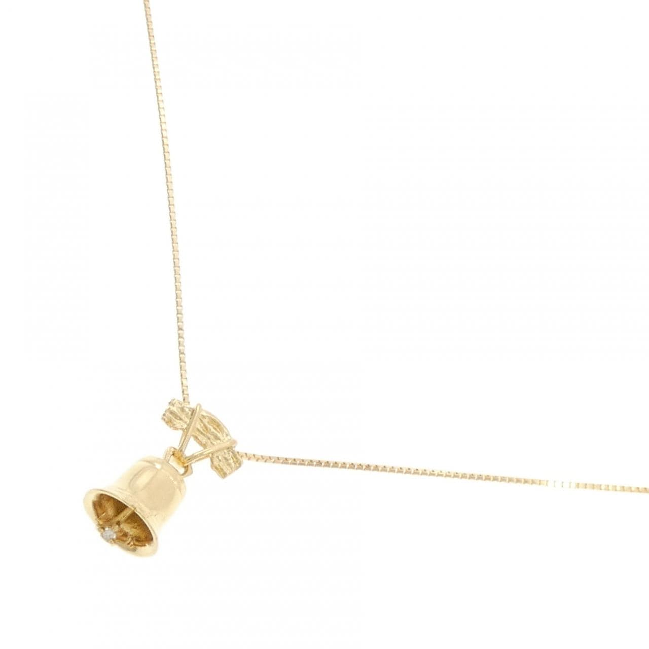 K18YG ベル ダイヤモンド ネックレス 0.01CT