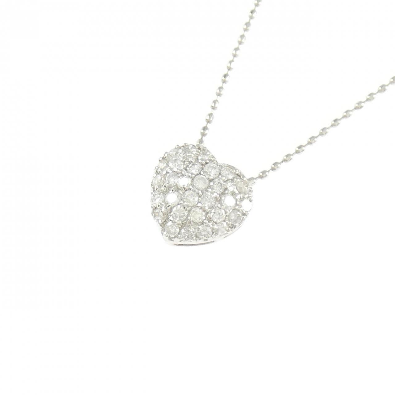 PT900/PT850 ハート パヴェ ダイヤモンド ネックレス 0.30CT