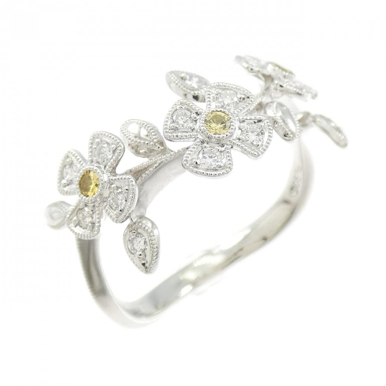 PT900 Flower Sapphire Ring 0.07CT