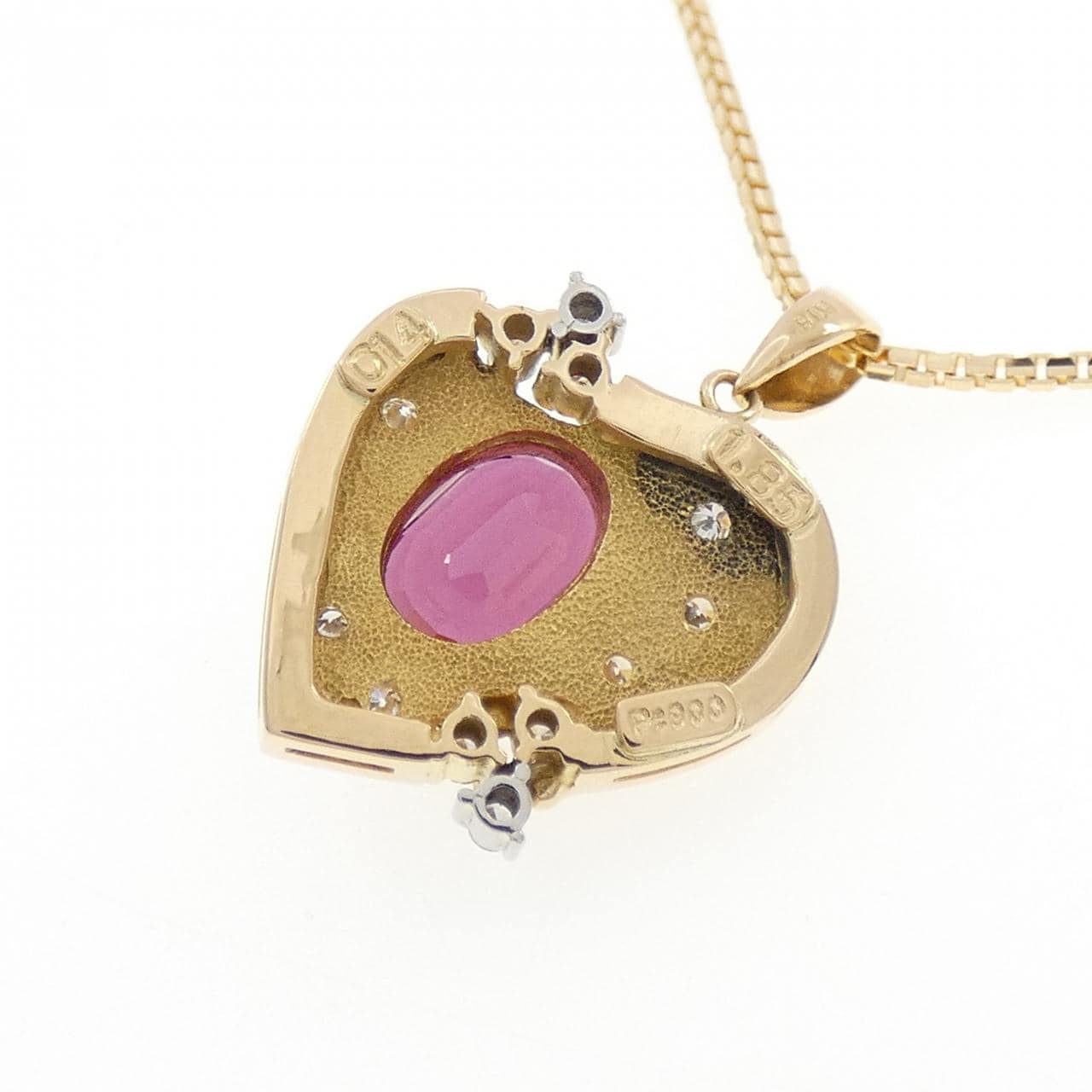 K18YG/PT900 ハート ガーネット ネックレス 1.85CT