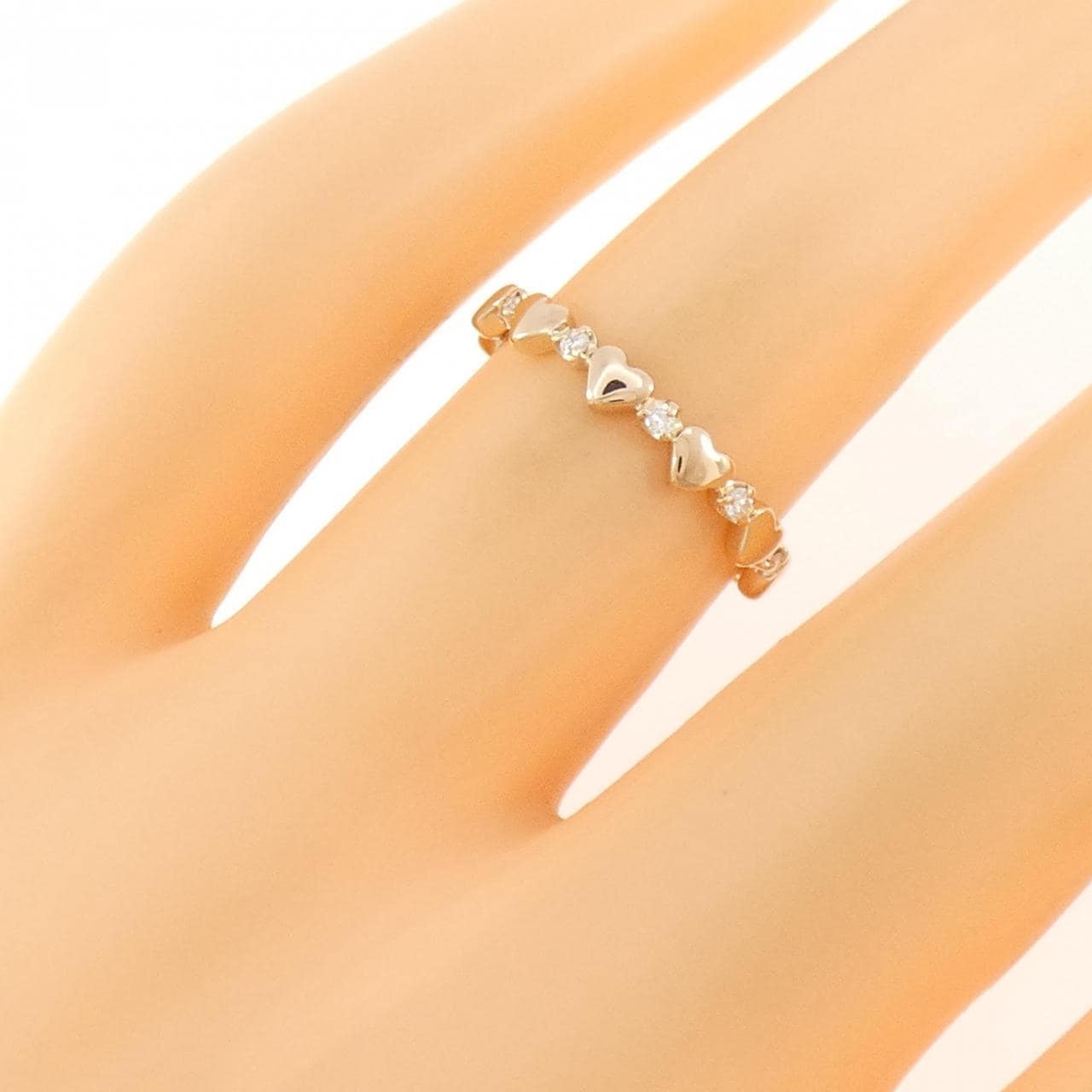 K18PG ハート ダイヤモンド リング 0.06CT