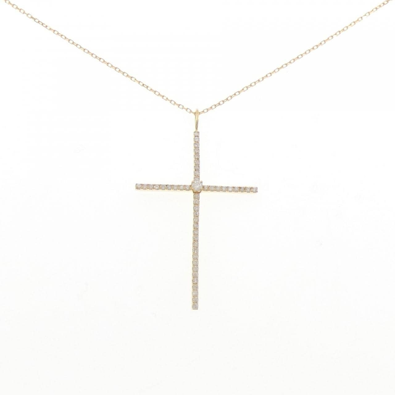 K18YG クロス ダイヤモンド ネックレス 0.35CT