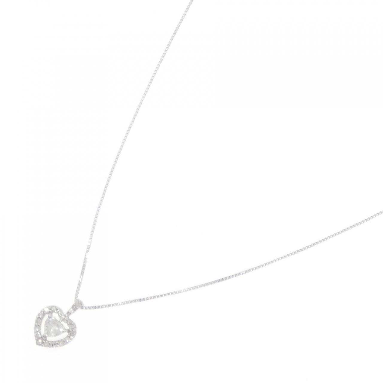 K14WG/K18WG ハート ダイヤモンド ネックレス 0.134CT