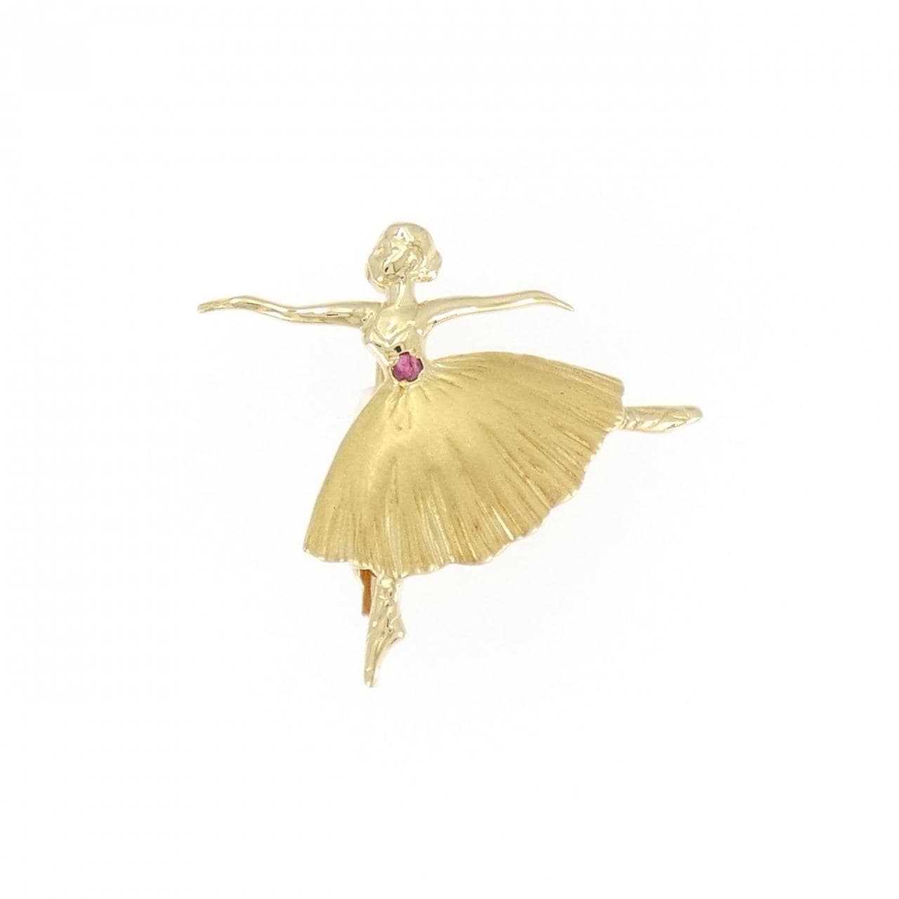 K18YG Ruby Brooch 0.04CT