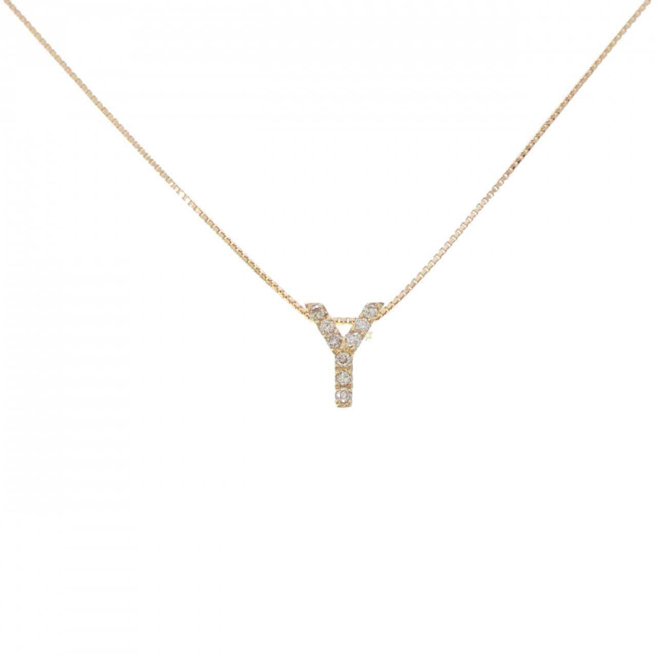 K18YG イニシャルY ダイヤモンド ネックレス 0.04CT
