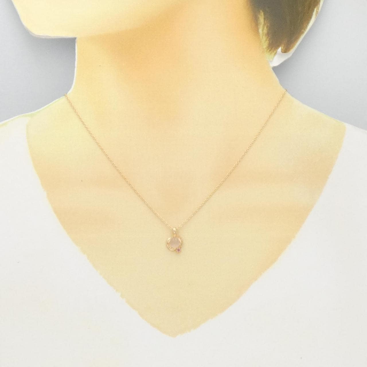 K18PG rose Quartz necklace