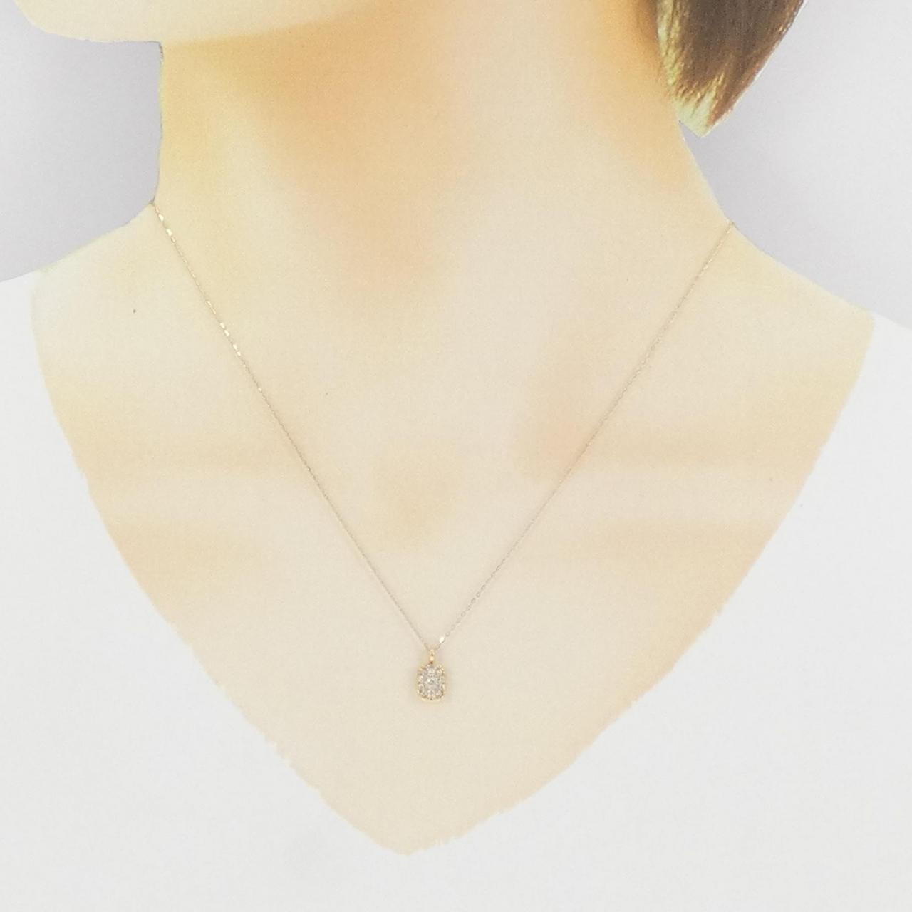 K18YG パヴェ ダイヤモンド ネックレス 0.14CT