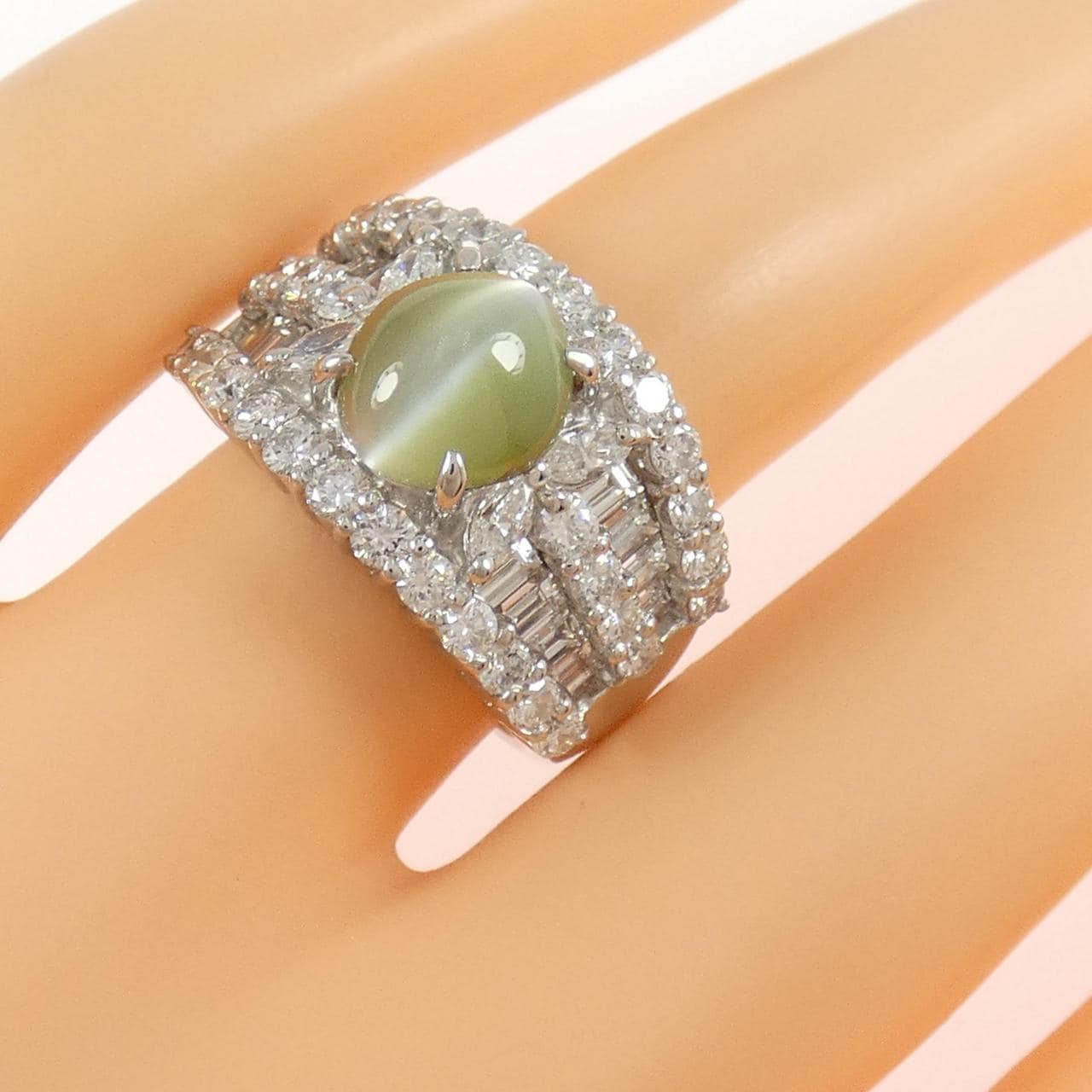 PT900 クリソベリルキャッツ リング 3.29CT