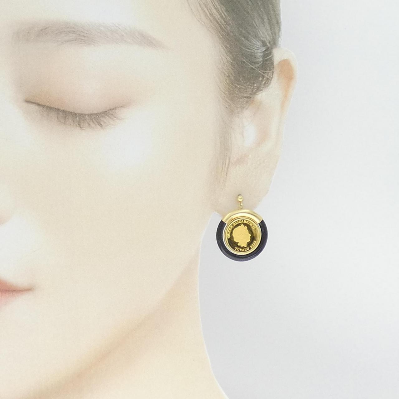[BRAND NEW] K18YG onyx earrings