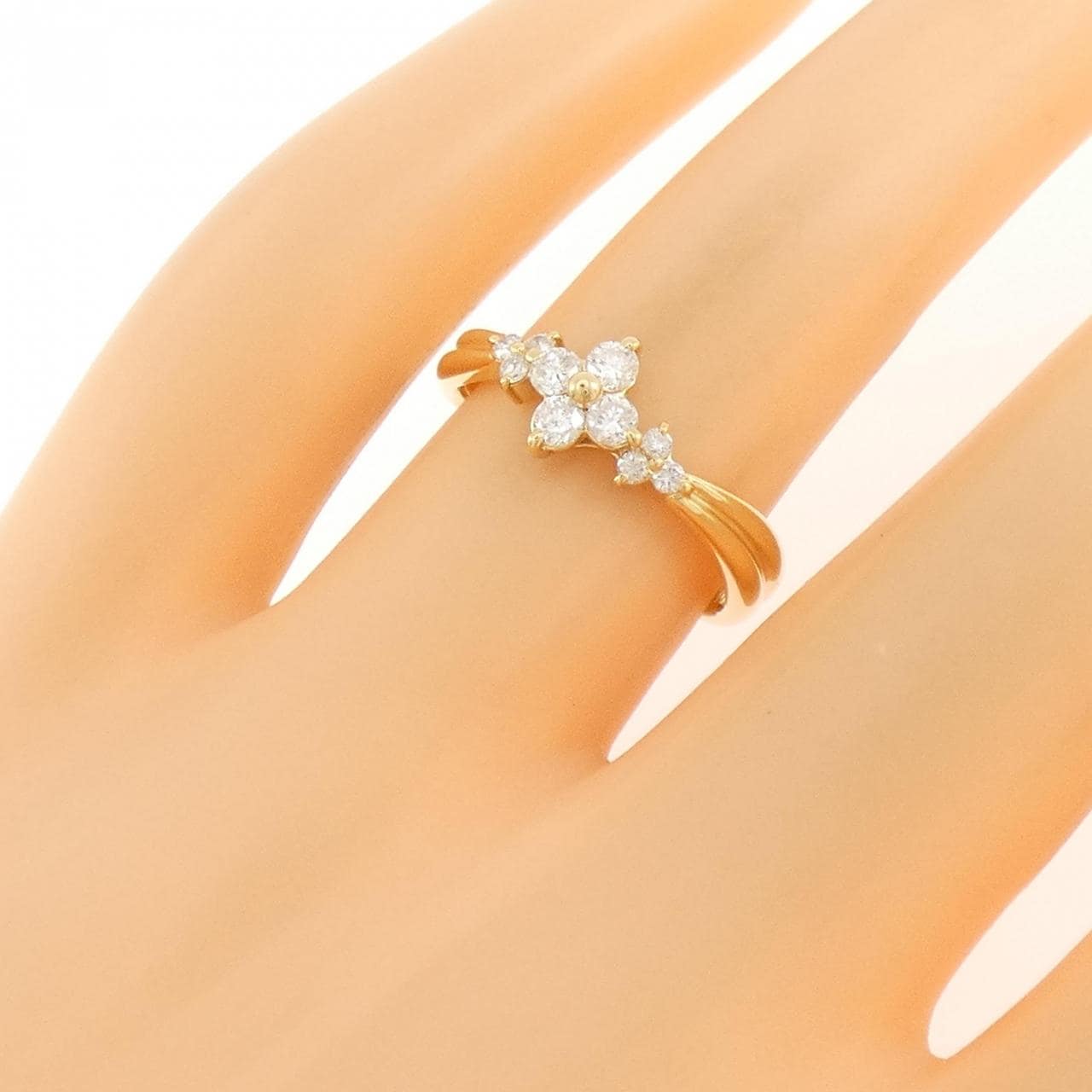 K18YG フラワー ダイヤモンド リング 0.30CT