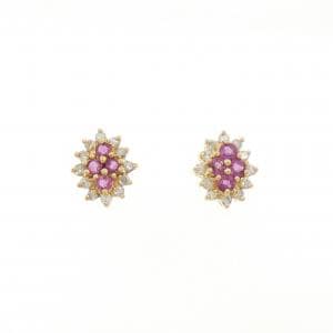 750YG/K18YG ルビー ピアス 0.22CT