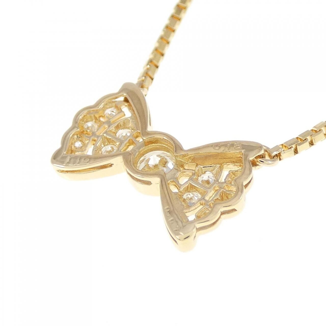 K18YG ribbon Diamond necklace 0.18CT