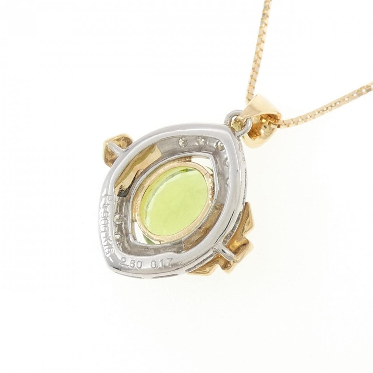 PT900/K18YG フラワー ペリドット ネックレス 2.80CT