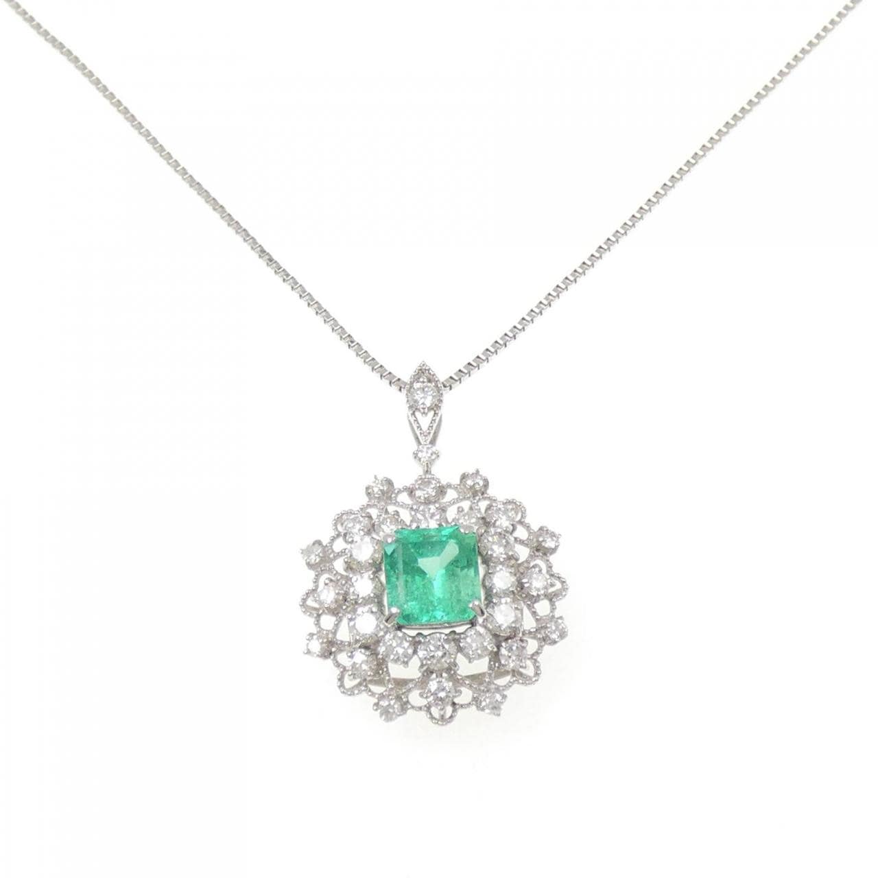 PT950/PT850 エメラルド ネックレス 0.986CT