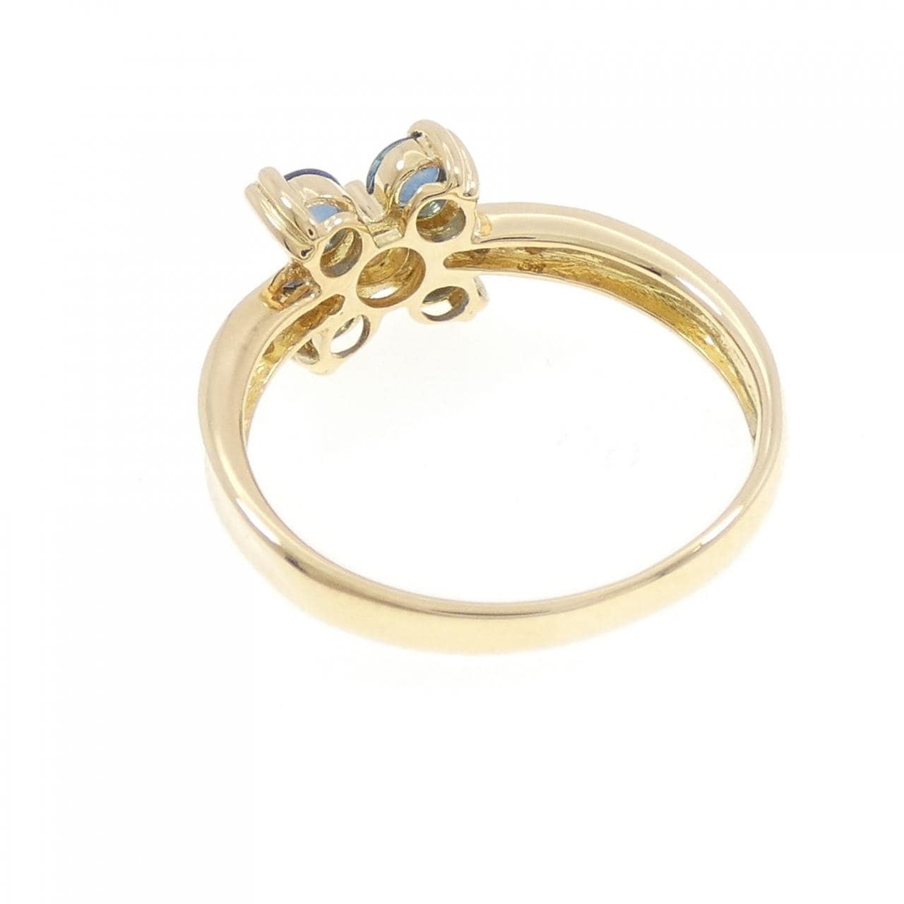 K18YG フラワー サファイヤ リング