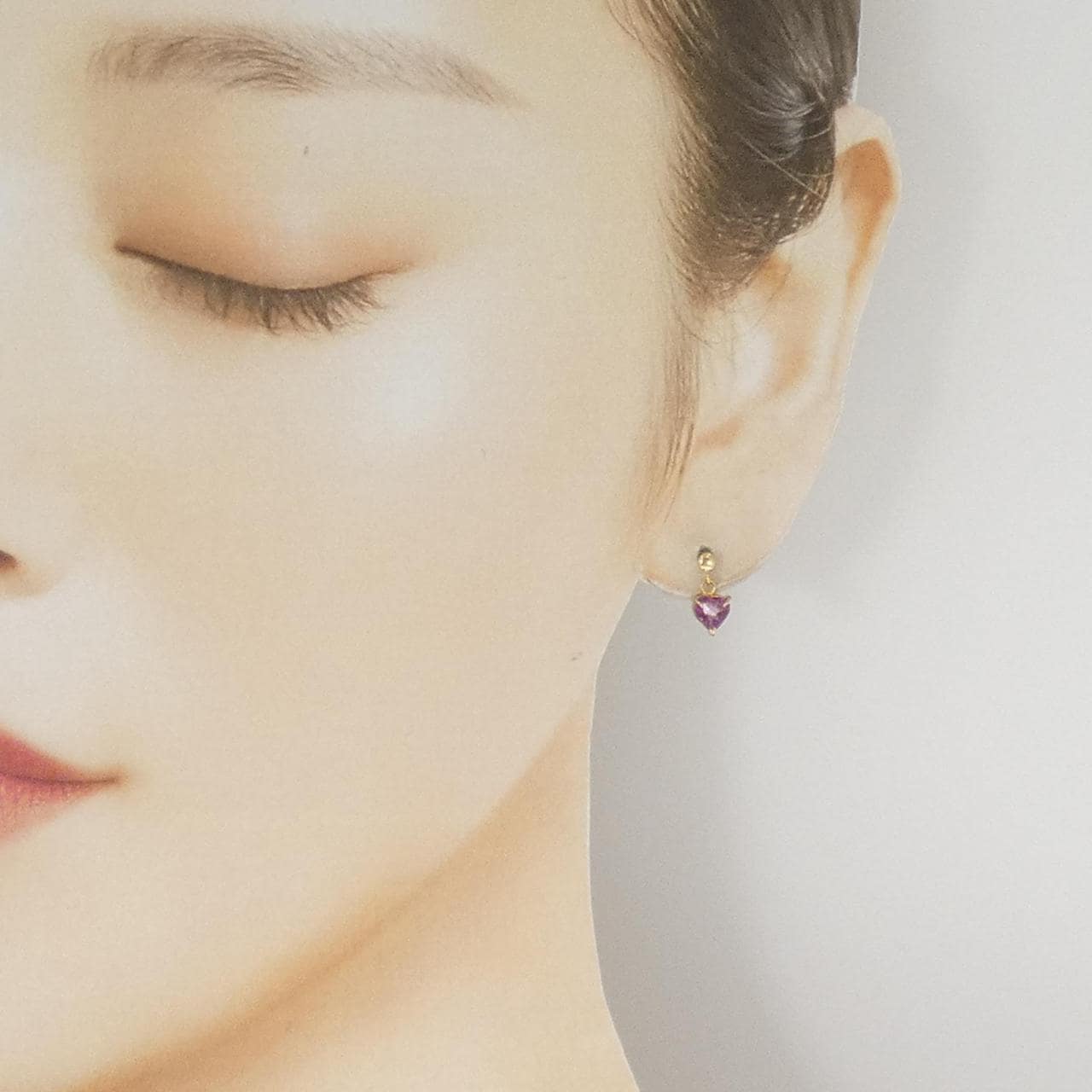 K18YG ハート ガーネット ピアス