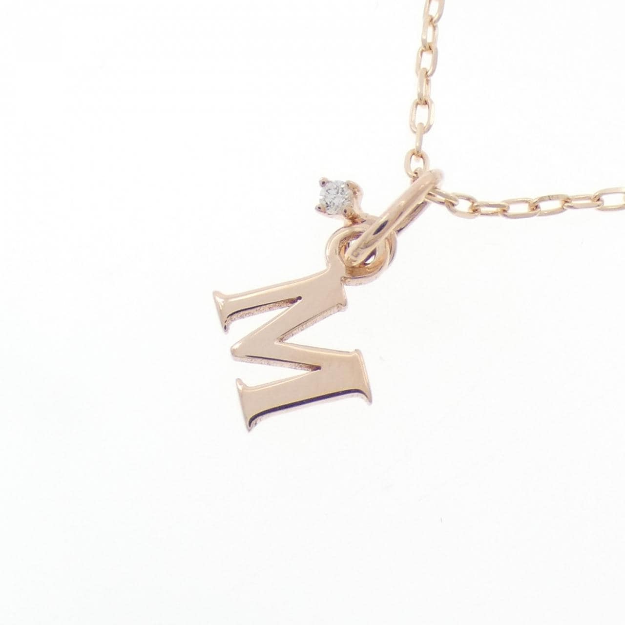 K14PG/K18PG イニシャルM ダイヤモンド ネックレス