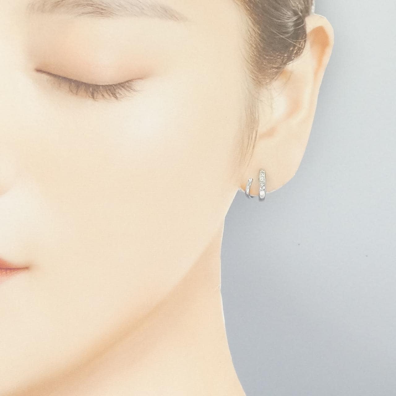 K18WG/K14WG ダイヤモンド イヤリング